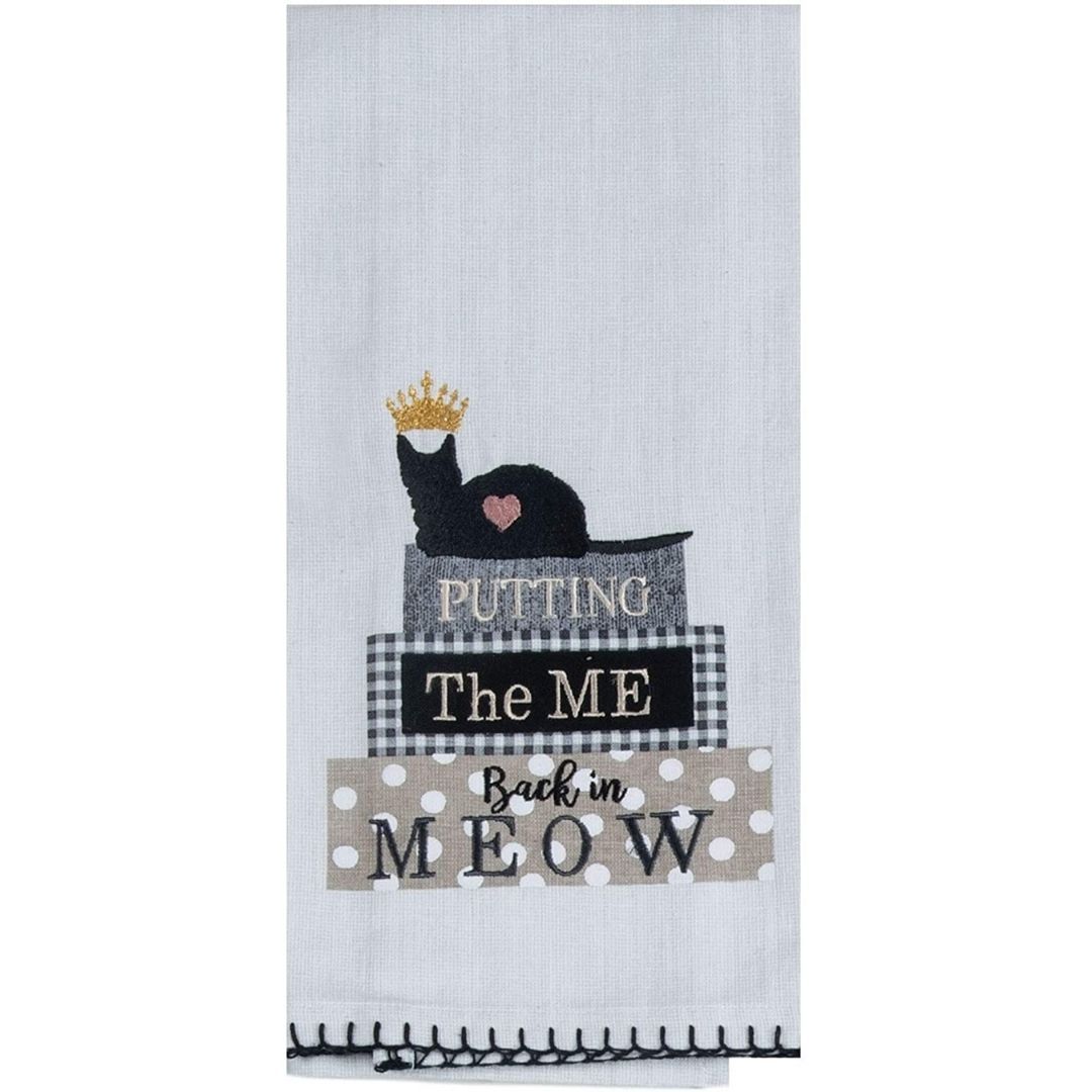 Embroidered Meow Kitchen Towel