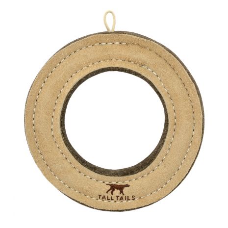 Natural Leather Ring Dog Toy 7"