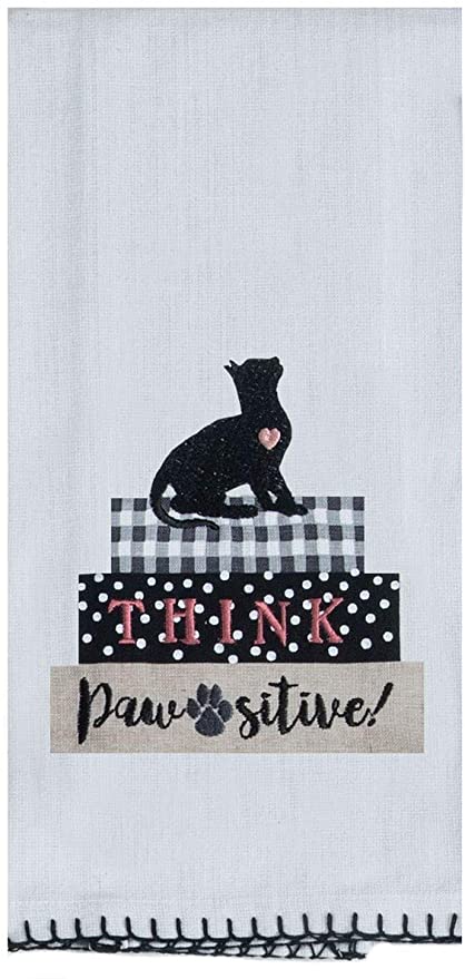 Embroidered Pawsitive Kitchen Towel