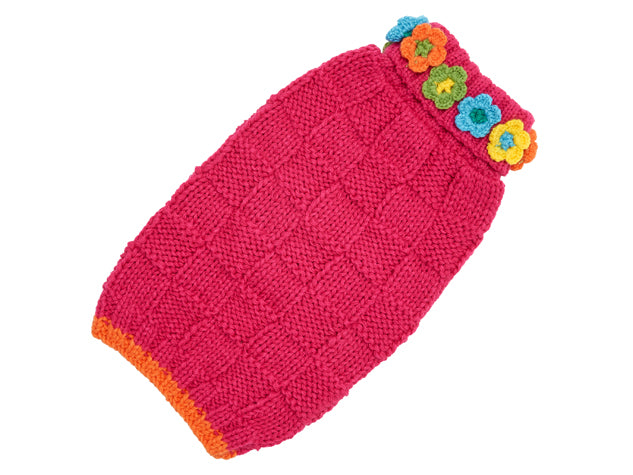 Floral Basketweave Sweater- Pink
