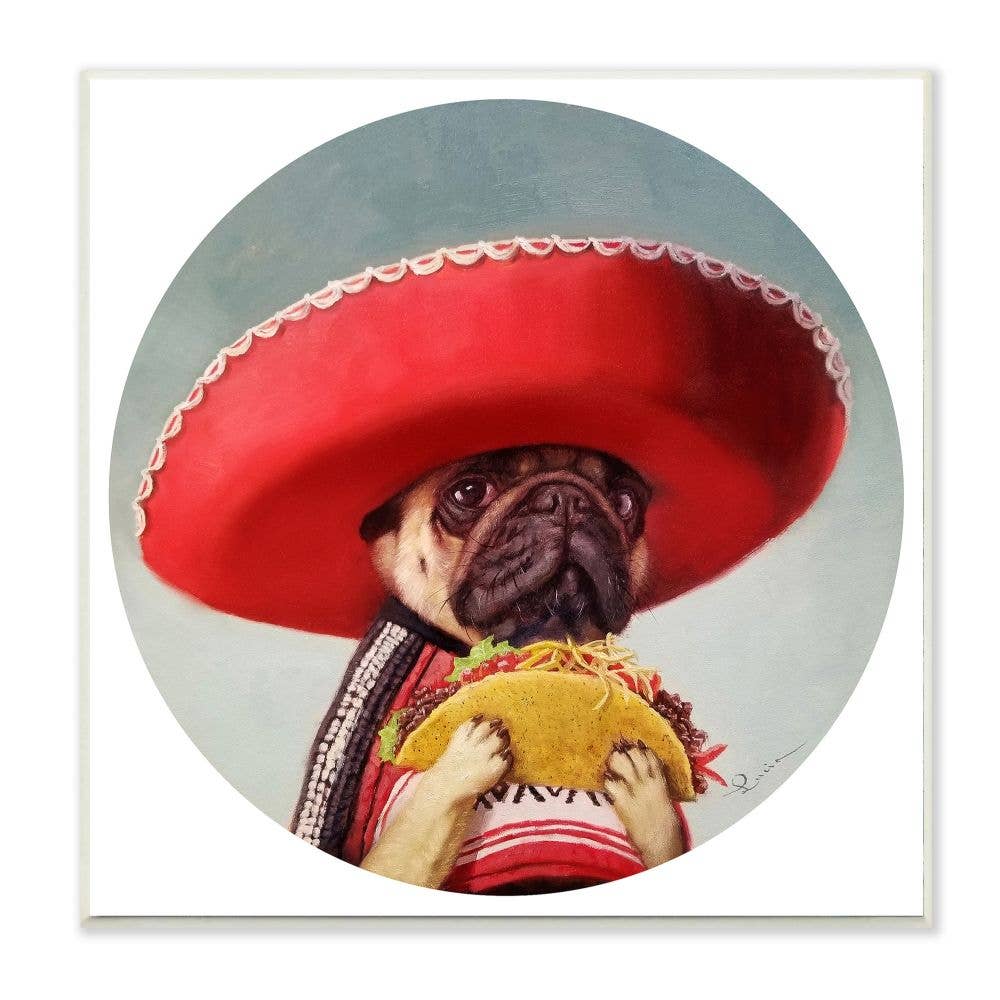 Pug with a Taco Portrait Wall Plaque