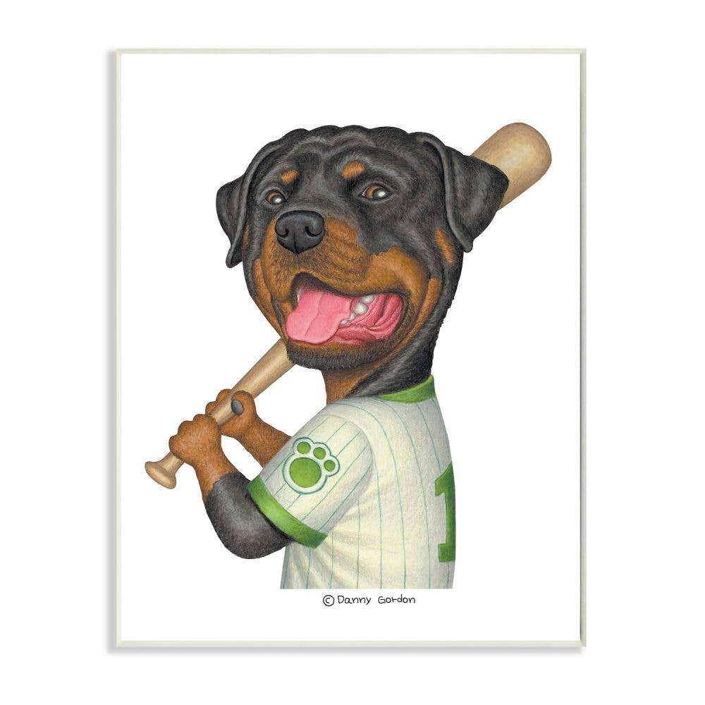 Rottweiler Baseball Player Wall Plaque