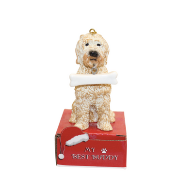 Statue Ornament with Bone-Goldendoodle