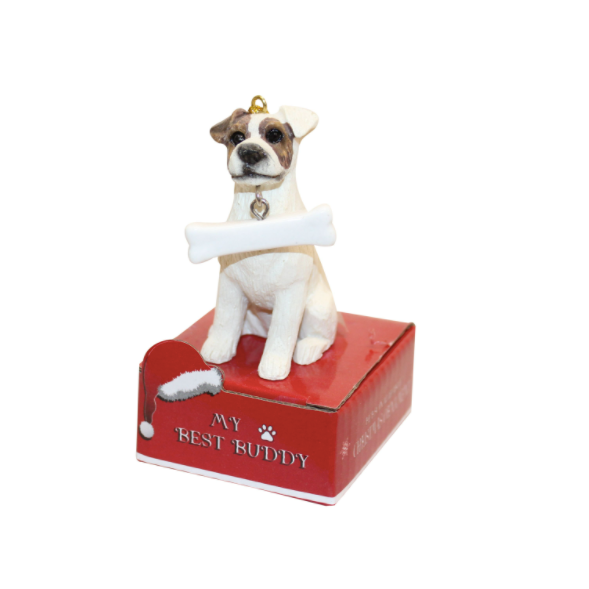 Statue Ornament with Bone-Jack Russell
