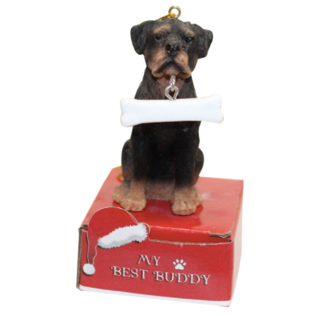 Statue Ornament with Bone-Rottweiler