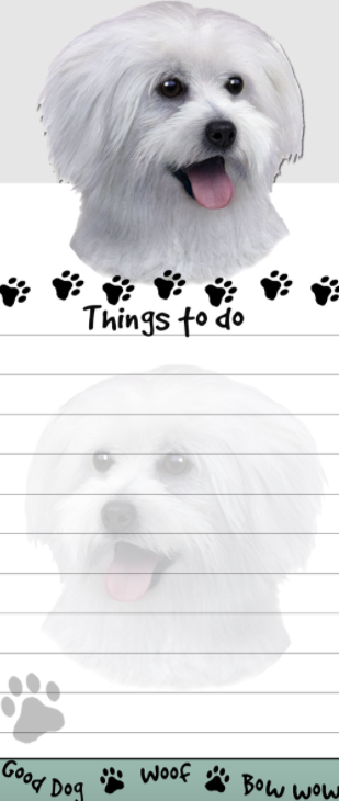 Die-Cut Tall Magnetic Notepad-Maltese Puppy