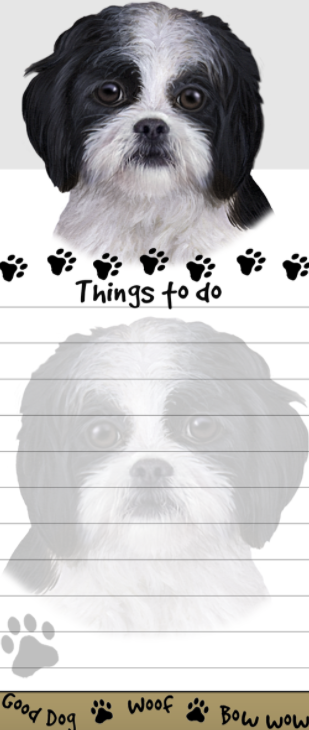 Die-Cut Tall Magneti Notepad-Shih Tzu Black and White Puppy Cut