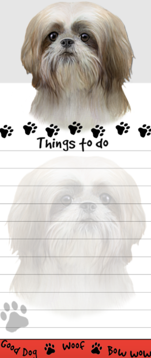 Die-Cut Tall Magnetic Notepad-Shih Tzu Tan and White Puppy Cut