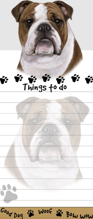 Die-Cut Tall Magnetic Notepad-Bulldog