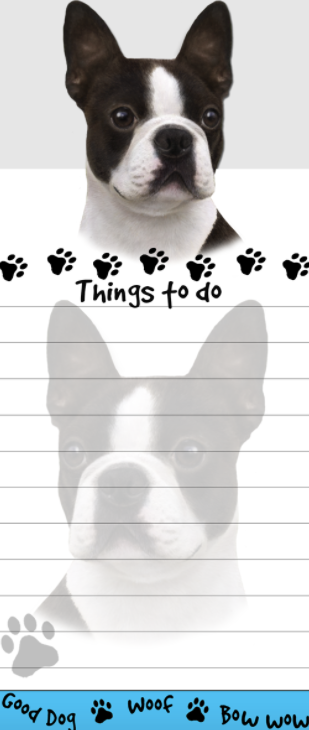 Die-Cut Tall Magnetic Notepad-Boston Terrier