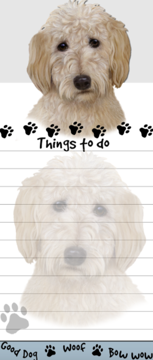 Die-Cut Tall Magnetic Notepad-Goldendoodle