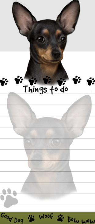 Die-Cut Tall Magnetic Notepad-Black Chihuahua