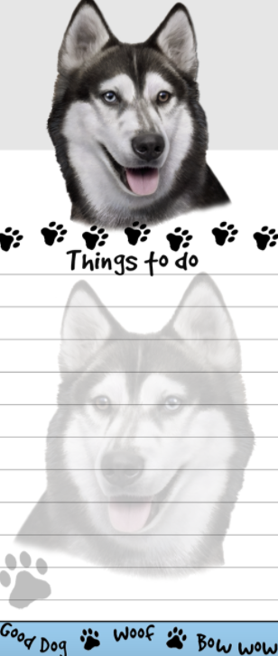 Die-Cut Tall Magnetic Notepad-Siberian Husky