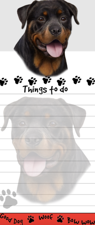 Die-Cut Tall Magnetic Notepad-Rottweiler