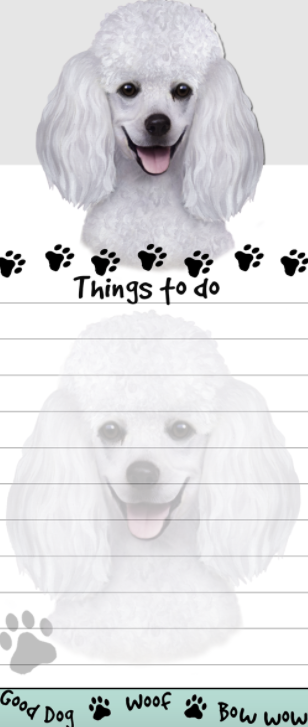 Die-Cut Tall Magnetic Notepad-White Poodle