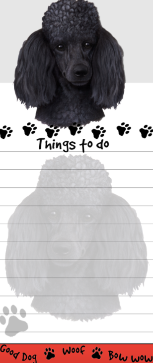 Die-Cut Tall Magnetic Notepad-Black Poodle