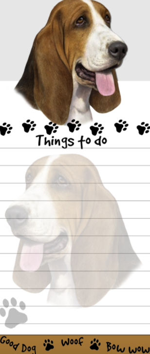 Die-Cut Tall Magnetic Notepad-Basset Hound