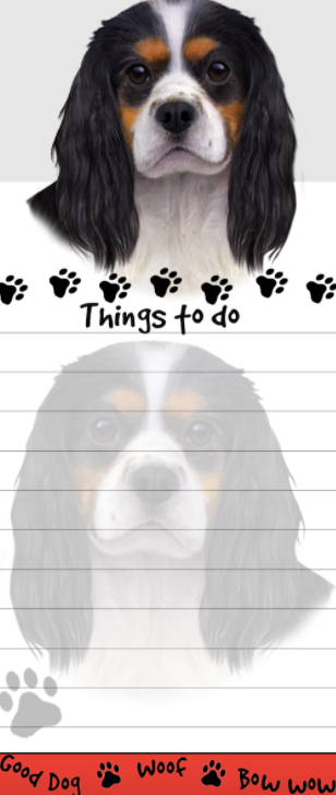 Die-Cut Tall Magnetic Notepad-Tri-Color Cavalier King Charles