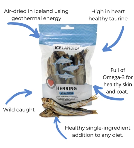 Icelandic Herring Whole Fish Dog Treats-12oz Bag