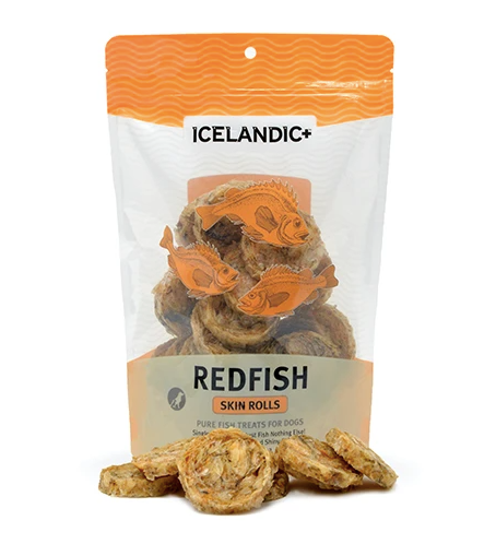 Icelandic Redfish Skin Rolls Dog Treats-3oz. Bag