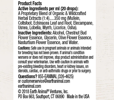 Earth Animal Organic Herbal Remedy Drops-Cough, Weeze & Sneeze