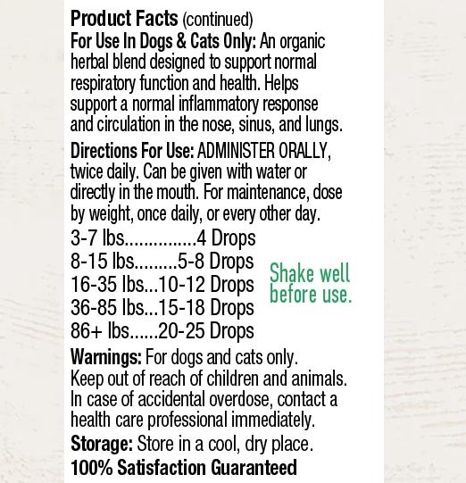 Earth Animal Organic Herbal Remedy Drops-Cough, Weeze & Sneeze