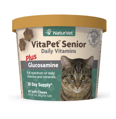 NaturVet Cat Soft Chews VitaPet Senior Daily Vitamins +Glucosamine