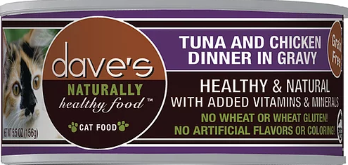 Dave's Pet Food Naturally Healthy Grain Free Wet Cat Food-Tuna & Chicken