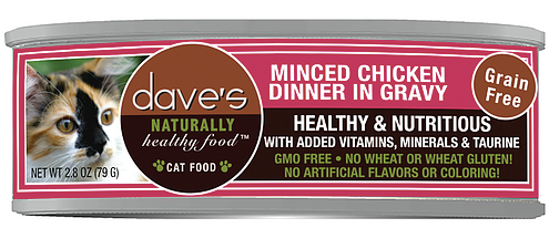 Dave's Pet Food Naturally Healthy Grain Free Wet Cat Food-Minced Chicken & Gravy
