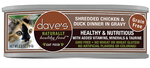Dave's Pet Food Naturally Healthy Grain Free Wet Cat Food-Shredded Chicken and Duck