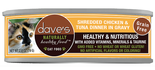 Dave's Pet Food Naturally Healthy Grain Free Wet Cat Food-Shredded Chicken and Tuna