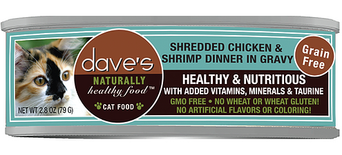 Dave's Pet Food Naturally Healthy Grain Free Wet Cat Food-Shredded Chicken and Shrimp