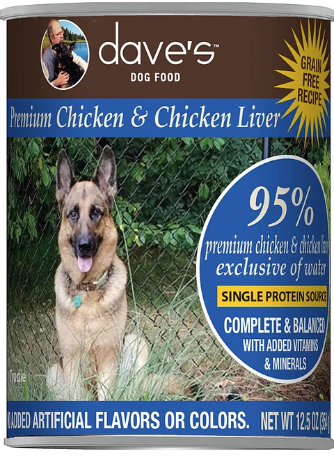 Dave's Pet Food 95% Premium Meat Canned Dog Food-Chicken and Chicken Liver