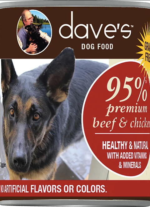 Dave's Pet Food 95% Premium Meat Canned Dog Food-Beef and Chicken