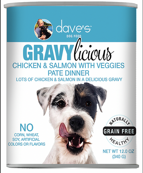 Dave's Pet Food Gravylicious Canned Dog Food-Chicken and Salmon with Veggies