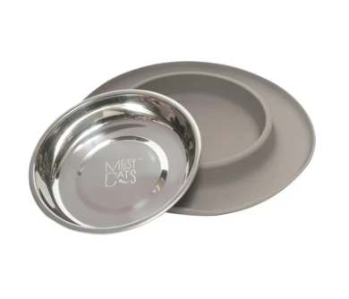 Messy Mutts Cat Silicone Single Feeder-Grey