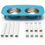 Messy Mutts Dog Silicone Elevated Double Feeder-Blue