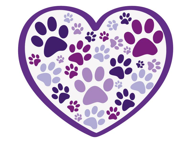 3" Decals- Heart w/all over paws