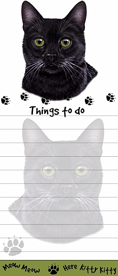 Die-Cut Tall Magnetic Notepad-Black Cat