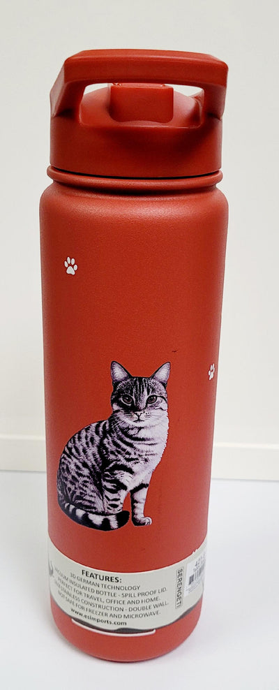 Ultimate Pet Lover Water Bottle - Tabby Cat Silver