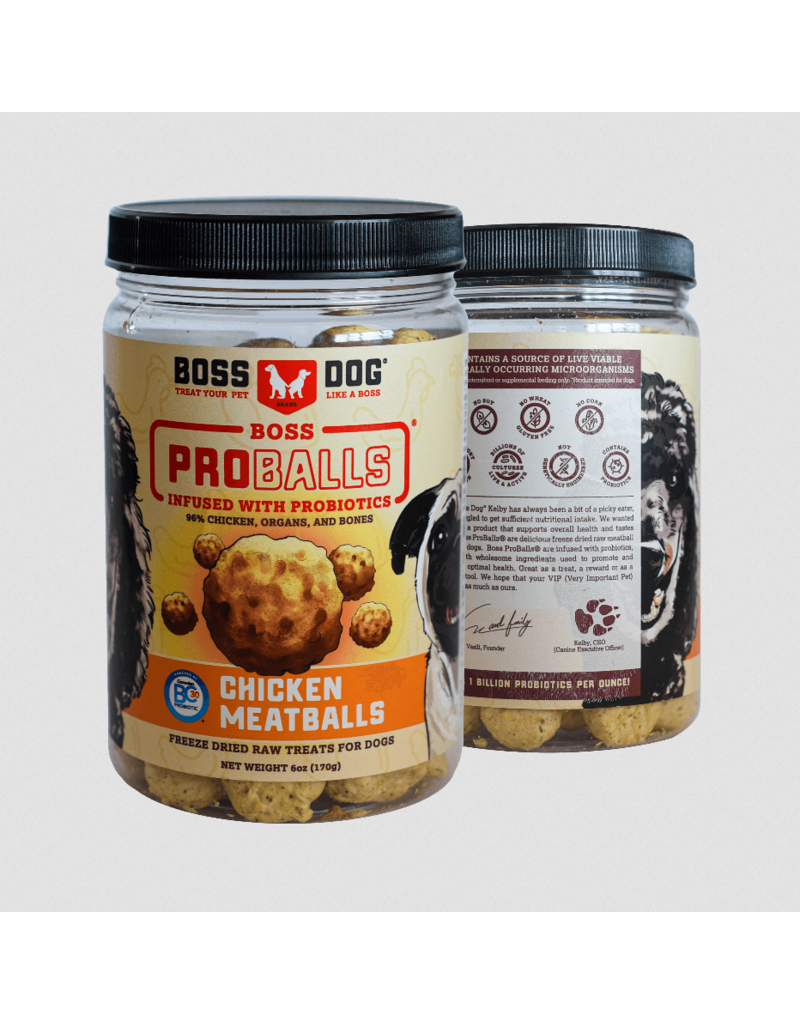 Boss Dog Freeze-Dried Meatball Dog Treats-Chicken 6oz. Jar