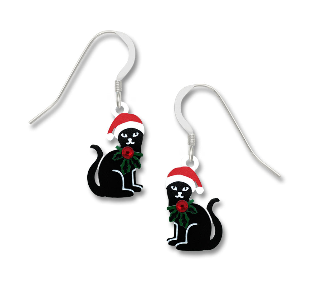 Christmas Black Cat Earrings