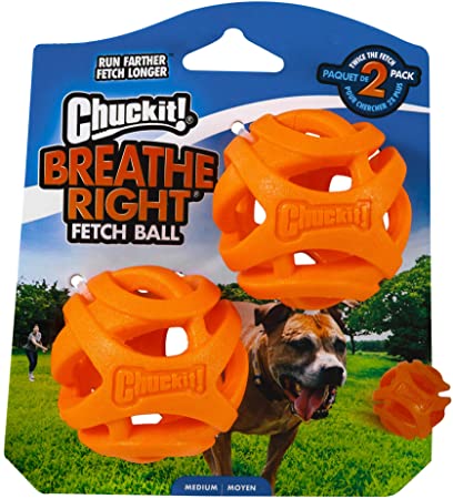 Chuckit Breathe Right Fetch Ball Dog Toy-Small 2pk