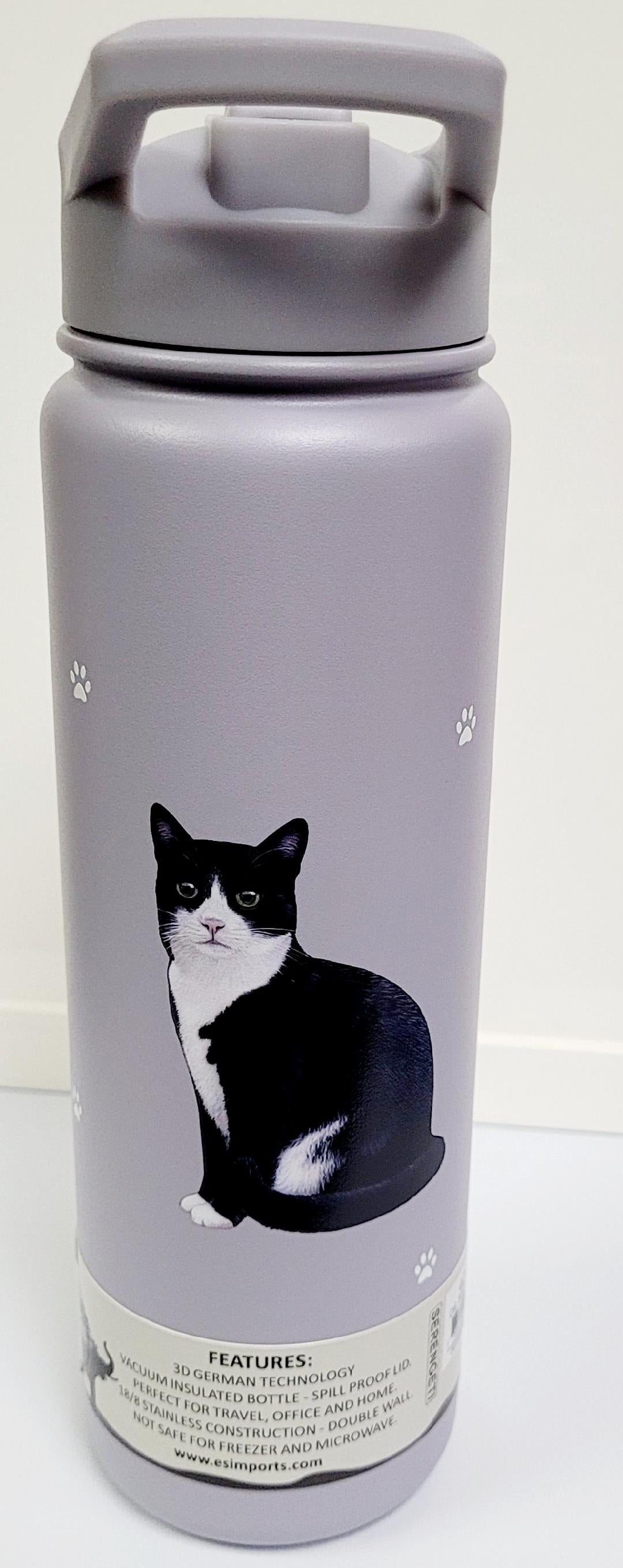 Ultimate Pet Lover Water Bottle - Black & White Cat