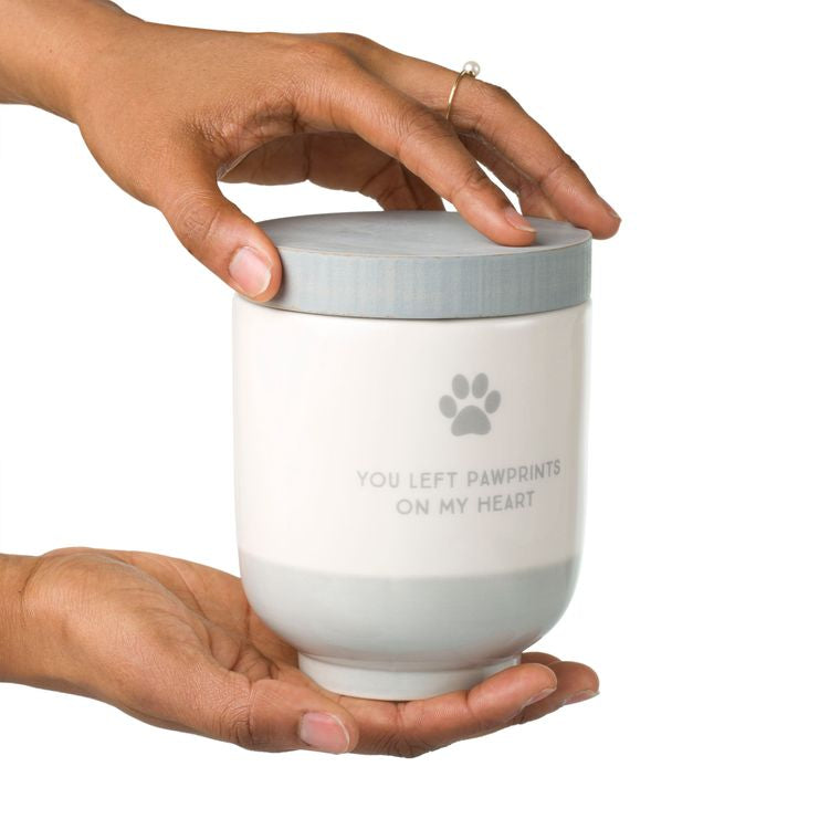 Pet Memorial Ceramic Urn Memory Jar, Gray