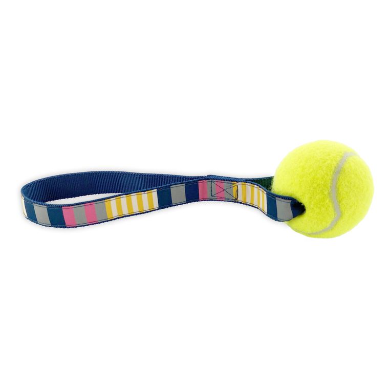Dog Toy - Yellow Stripe Tennis Ball Toss Toy