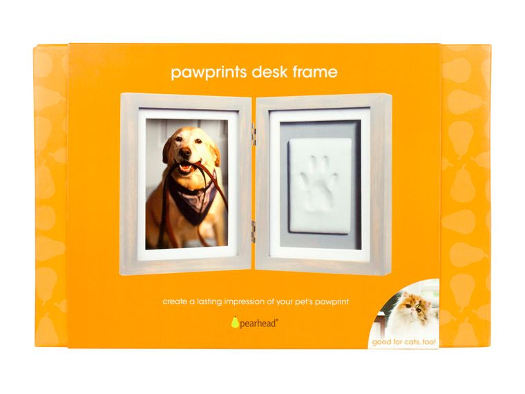 Pawprints Desk Frame and Impression Kit, Distressed Gray