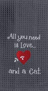 Love And A Cat Waffle Kitchen Towel