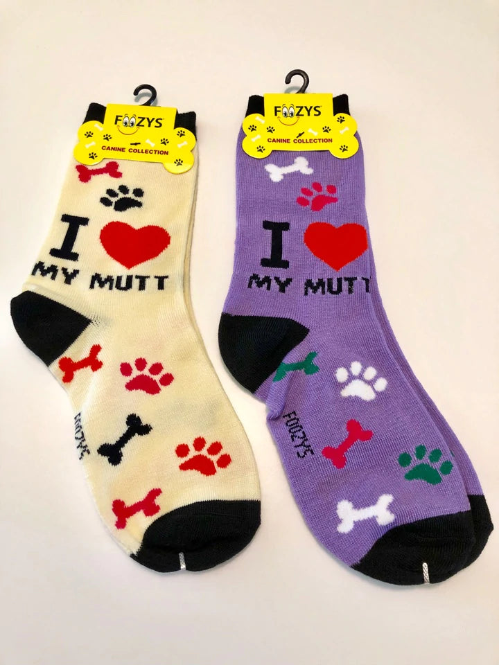 Foozys Socks-I Love My Mutt