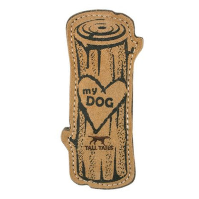 Natural Leather & Wood Love My Dog Tug Toy